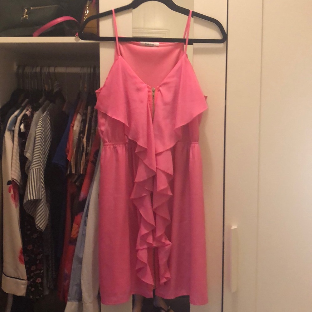 Pink front ruffle Dress